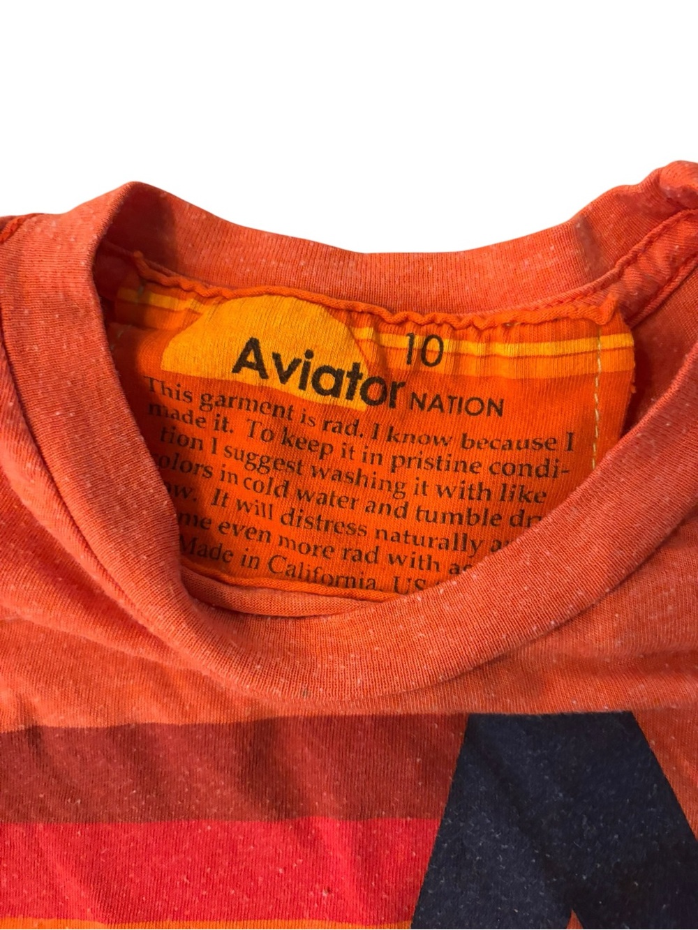 Aviator Nation Orange Graphic Logo Tee with Navy Detail - Picture 2 of 3